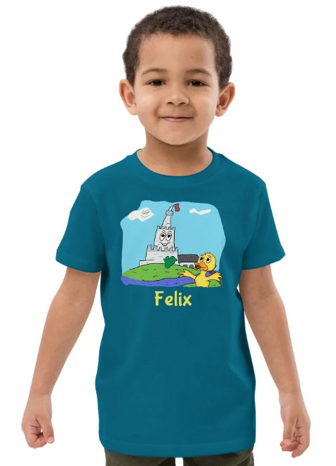 "Osterburg" - T-Shirt für Kinder - mit Wunschname - Bio-Baumwolle