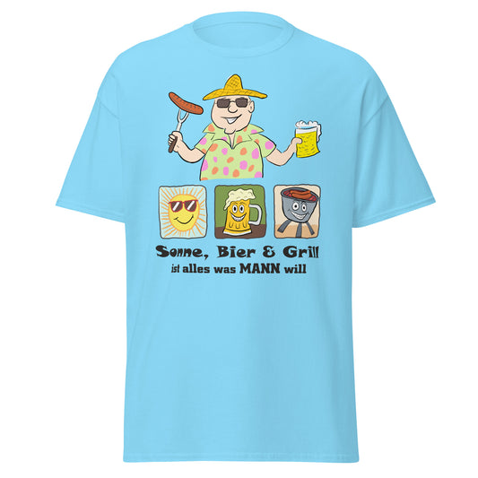 "Sonne, Bier & Grill" - Klassisches Herren-T-Shirt