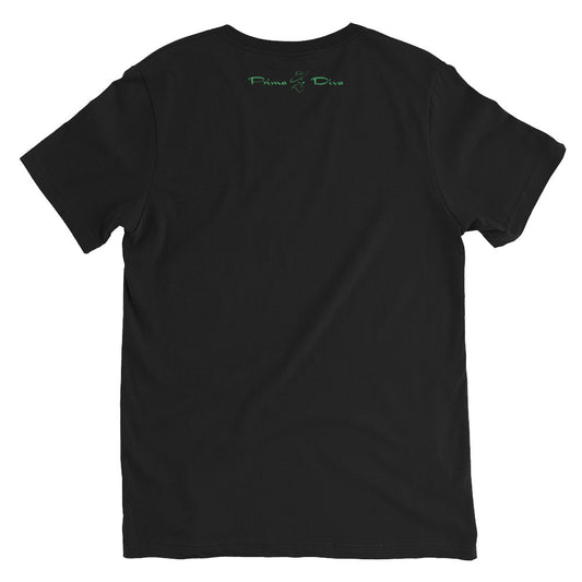 "Prima Diva" - T-Shirt mit V-Ausschnitt - grün