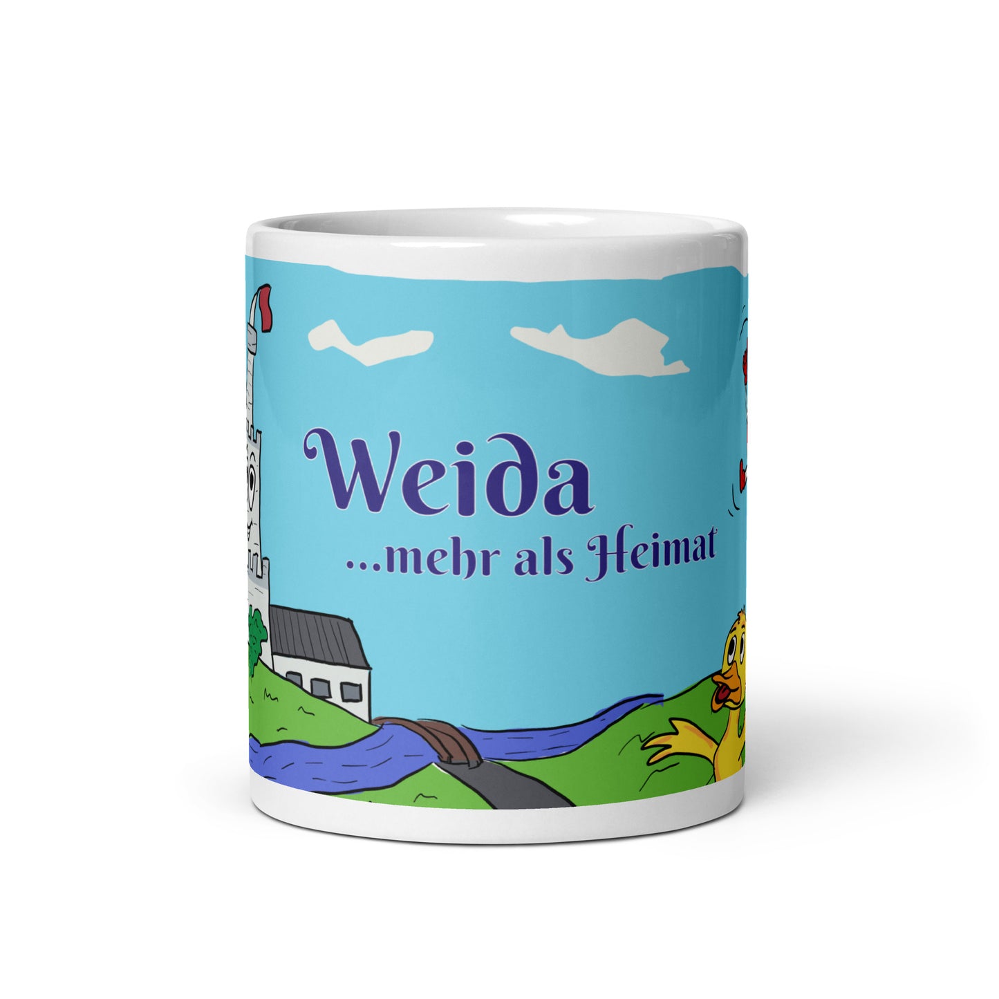 "Weida ...mehr als Heimat" - Weiße, glänzende Tasse