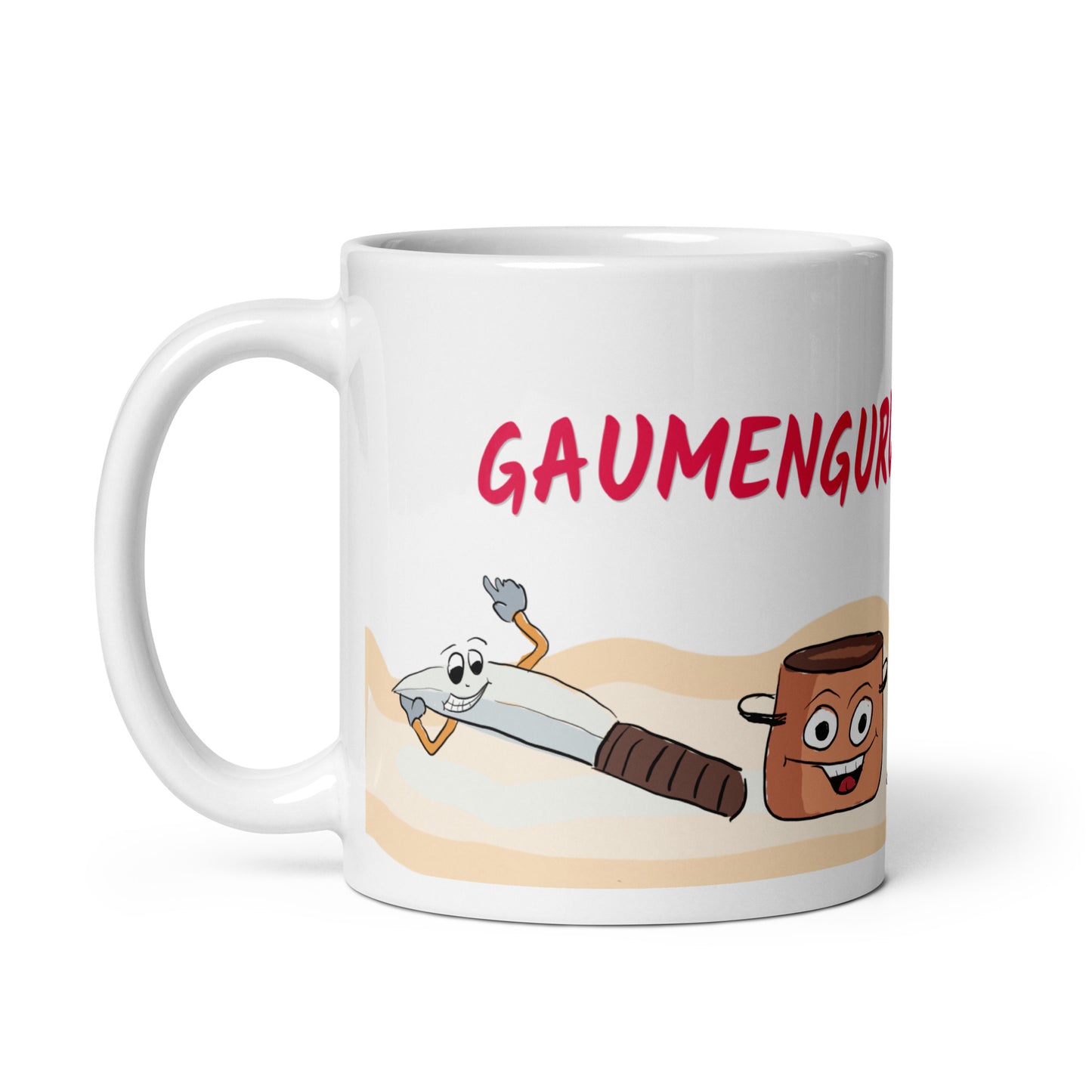 "GAUMENGURU" - Weiße, glänzende Tasse