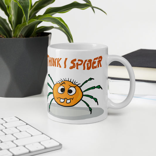 "I Think I Spider" - Weiße, glänzende Tasse